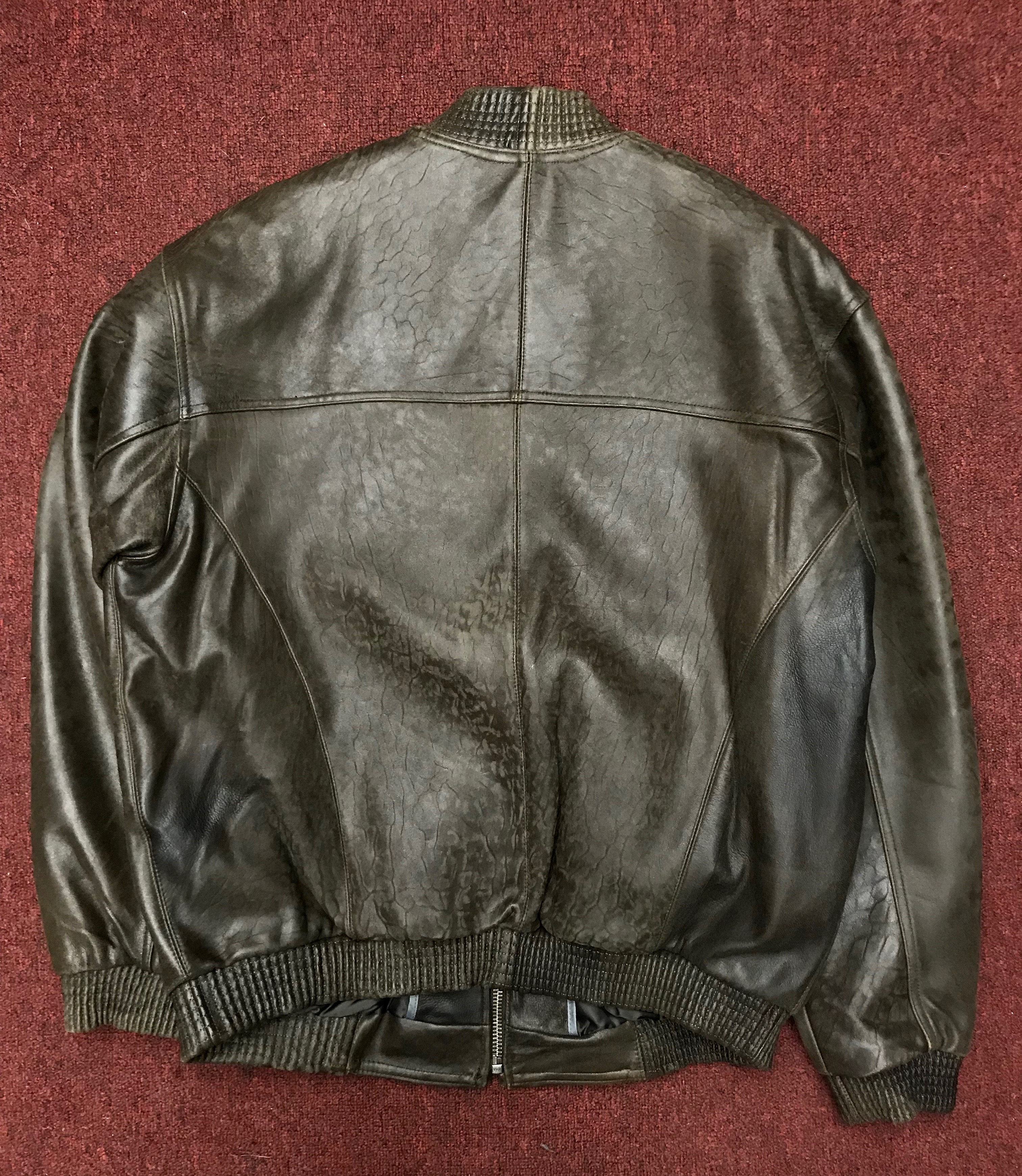 Men’s Olive Vintage Lambskin Leather Varsity Jacket – Nick & Son